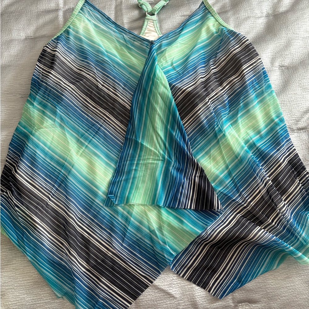 Striped Halter Top in Blue and Green